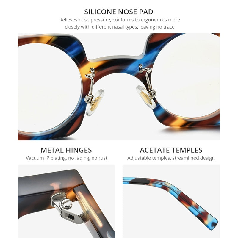 HEPIDEM Acetate Glasses - Round Vintage Retro Eyeglass Frames For Men & Women