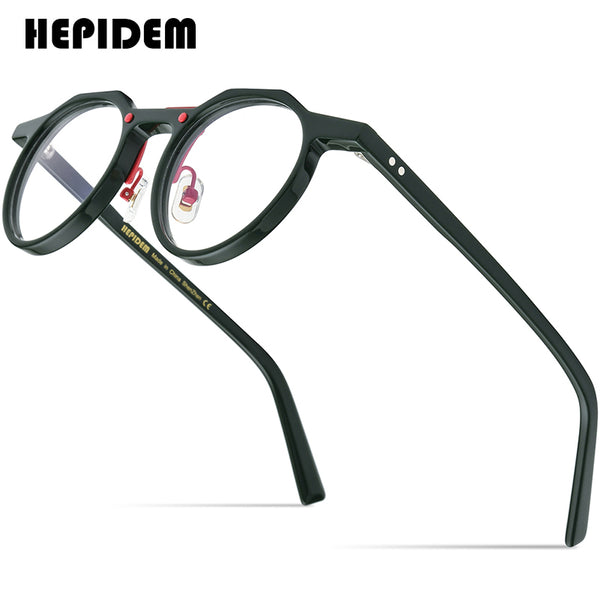 HEPIDEM Acetate Glasses Frame Men New Vintage Retro Round