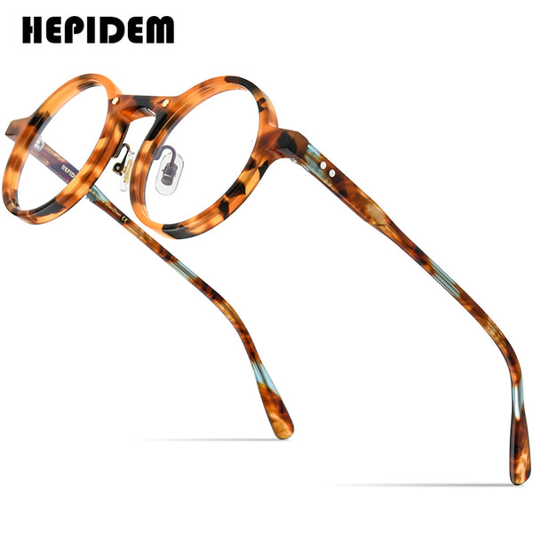 HEPIDEM Acetate Glasses - Round Vintage Retro Eyeglass Frames For Men & Women