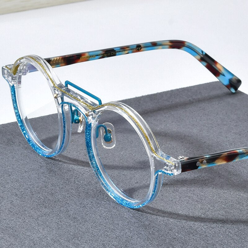 HEPIDEM Acetate Glasses Frame Men Retro Vintage Round Eyeglasses Women ...