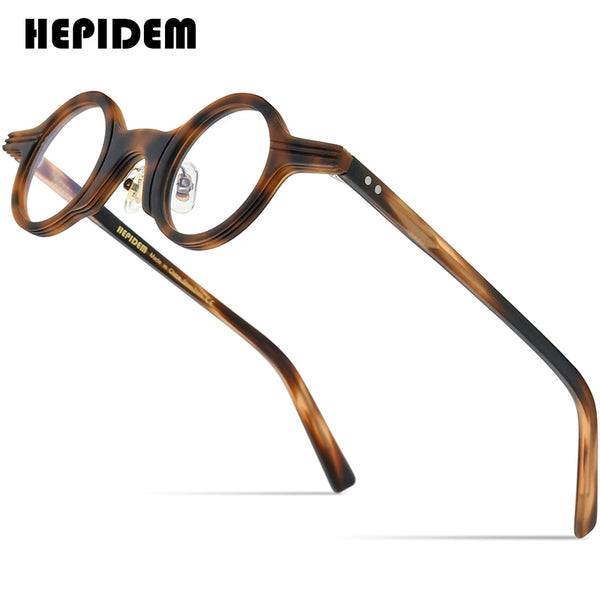 HEPIDEM Acetate Glasses Frame Men Retro Vintage Small Round Eyeglasses ...