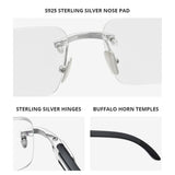 HEPIDEM Sterling Silver Buffalo Horn Glasses 2113